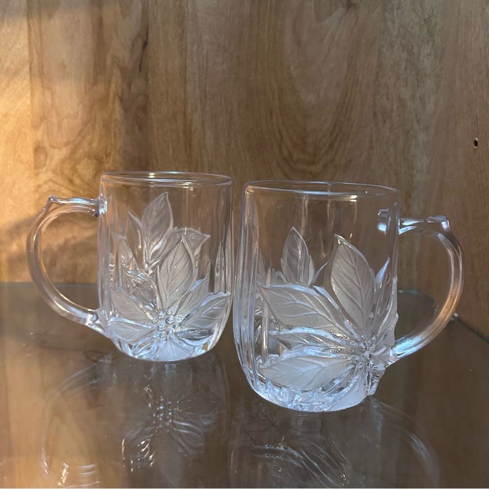 MIKASA • “Happy Holidays” Vintage Clear Mugs